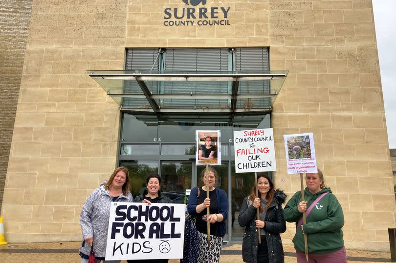 Parents protesting Surrey County Council\'s special needs provision outside the county\'s HQ in Woodhatch (Credit: Emily Dalton/LDRS)