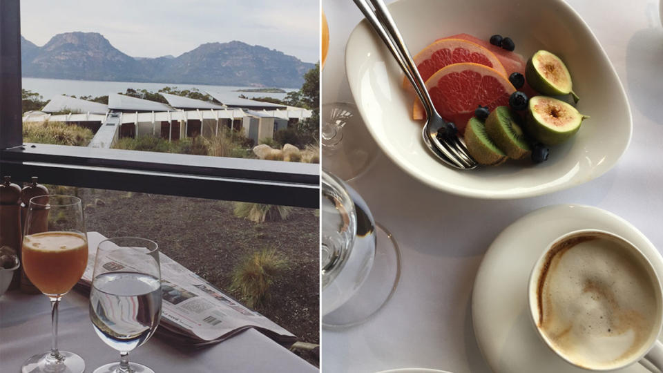 Breakfast is served in the dining room each morning overlooking the incredible view of The Hazards. Photo: Lucy-Mae Beers