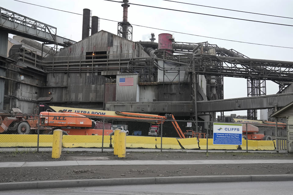 A portion of the Cleveland Cliffs-Cleveland Works is pictured on Monday, Aug. 14, 2023, in Cleveland. United States Steel Corp. said Sunday that it rejected a $7.3 billion buyout proposal from rival Cleveland Cliffs and was reviewing "strategic alternatives" after receiving several unsolicited offers. (AP Photo/Sue Ogrocki)