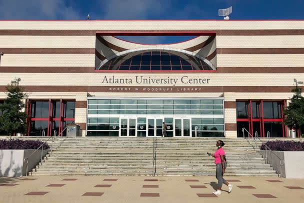 PHOTO: A woman walks past the front of the campus of Clark Atlanta University in Atlanta, April 21, 2019. (Jeff Martin/AP, FILE)