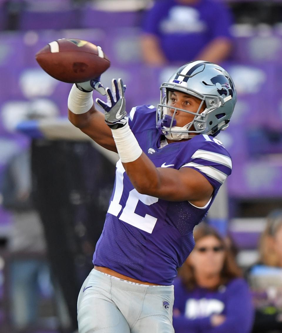 Corey Sutton caught four passes as a true freshman at Kansas State. (Photo by Peter G. Aiken/Getty Images)