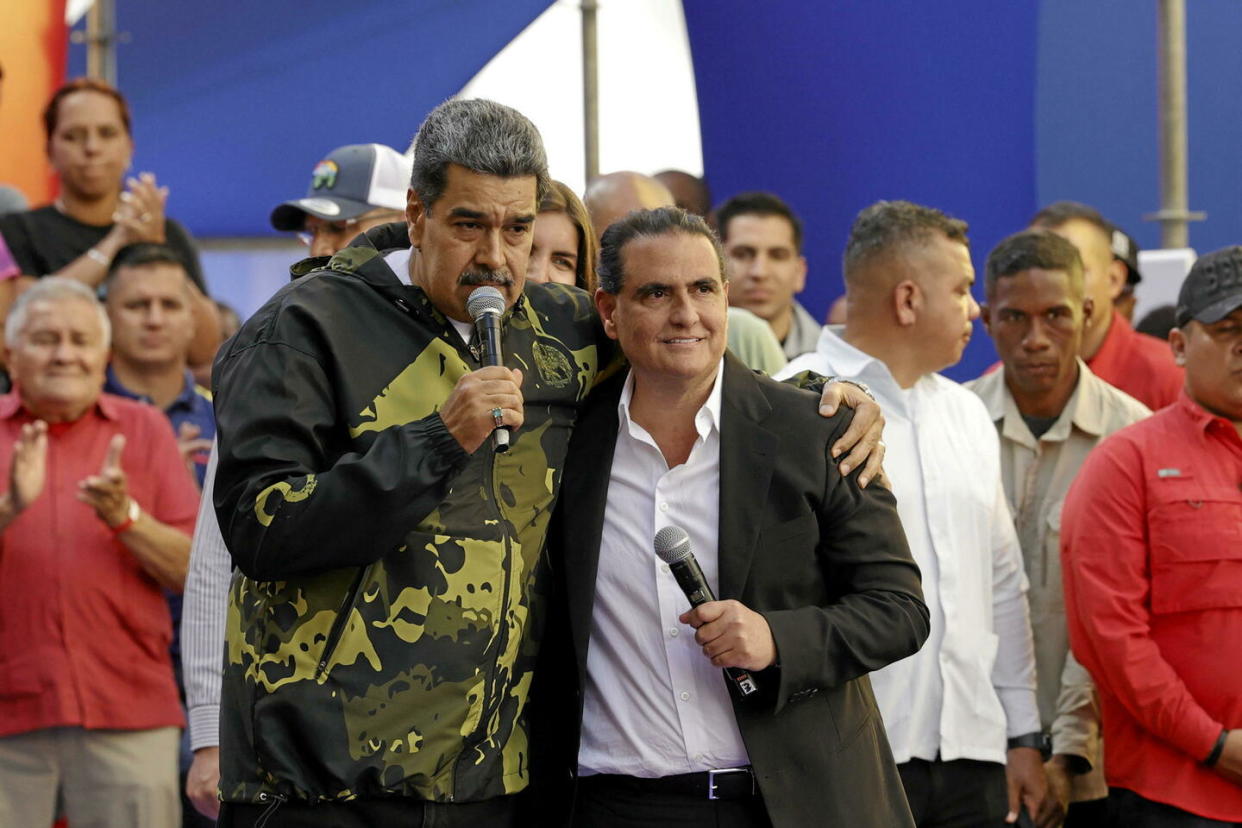 Le président du Venezuela, Nicolas Maduro, en compagnie d'Alex Saab, le 23 janvier 2024, à Caracas.   - Credit:Jesus Vargas/AP/SIPA / SIPA / Jesus Vargas/AP/SIPA