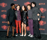 <p>The <em>Stranger Things</em> gang had a blast at the big premiere for Season 2 of their Netflix show at the Regency Bruin Theatre in L.A. on Thursday. Waffles for everyone! (Photo: Frazer Harrison/Getty Images) </p>