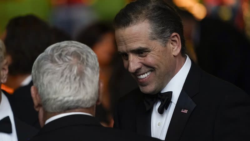 Hunter Biden talks with guests during a State Dinner for India’s Prime Minister Narendra Modi at the White House in Washington on Thursday, June 22, 2023.