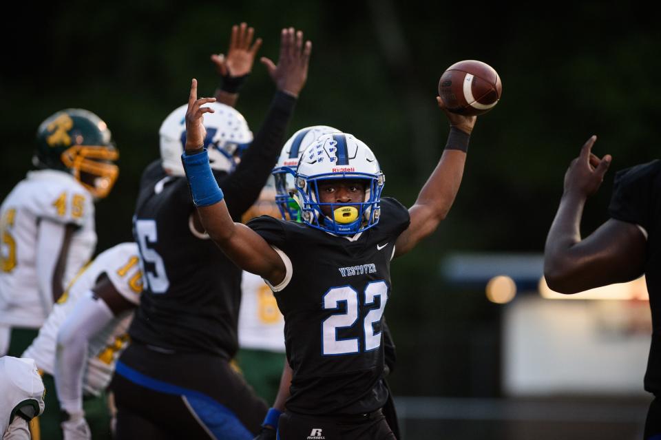 Brandon Avery celebrates during Pine Forest at Westover football on Friday, Sept. 16, 2022.