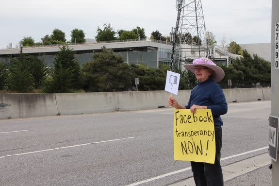 Protesters called out Facebook's shady data sharing practices.