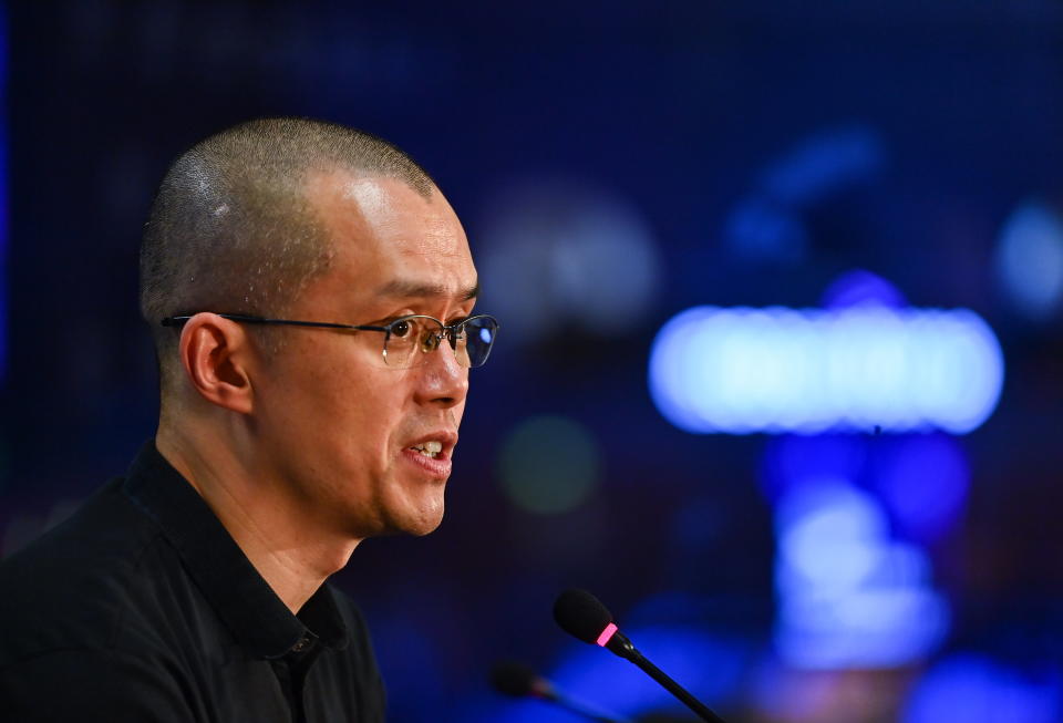 Lisbon , Portugal - 2 November 2022; Changpeng Zhao, Co-Founder & CEO, Binance, at Media Village during day one of Web Summit 2022 at the Altice Arena in Lisbon, Portugal. (Photo By Ben McShane/Sportsfile for Web Summit via Getty Images)