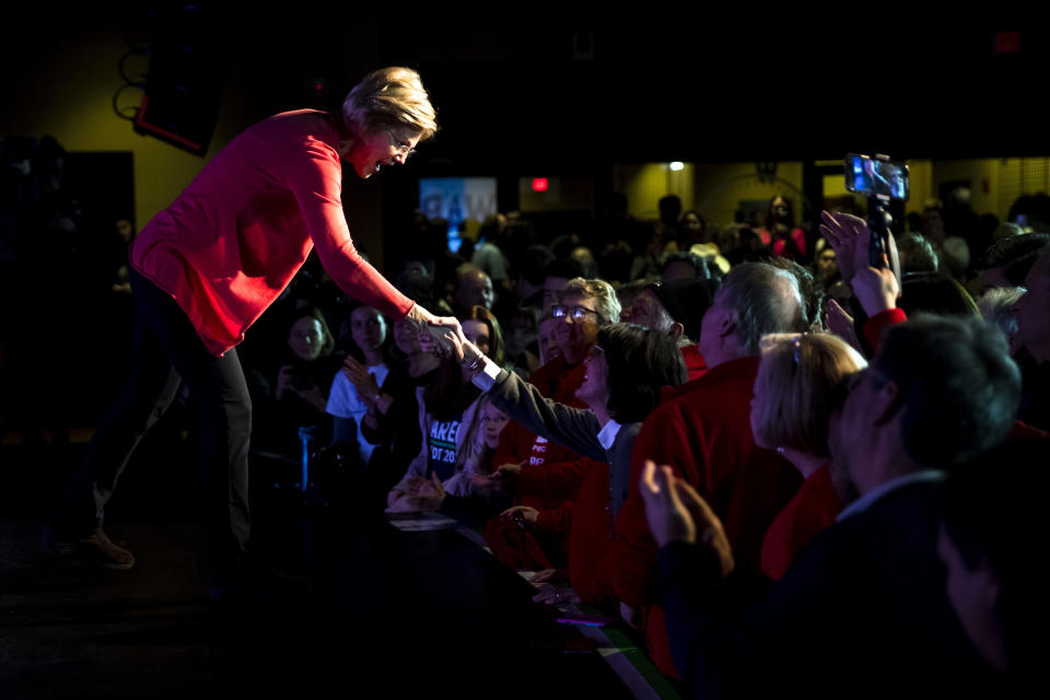 Democratic presidential candidate Elizabeth Warren at a campaign event Thursday in Derry, N.H. (Photo: Matt Rourke/ASSOCIATED PRESS)
