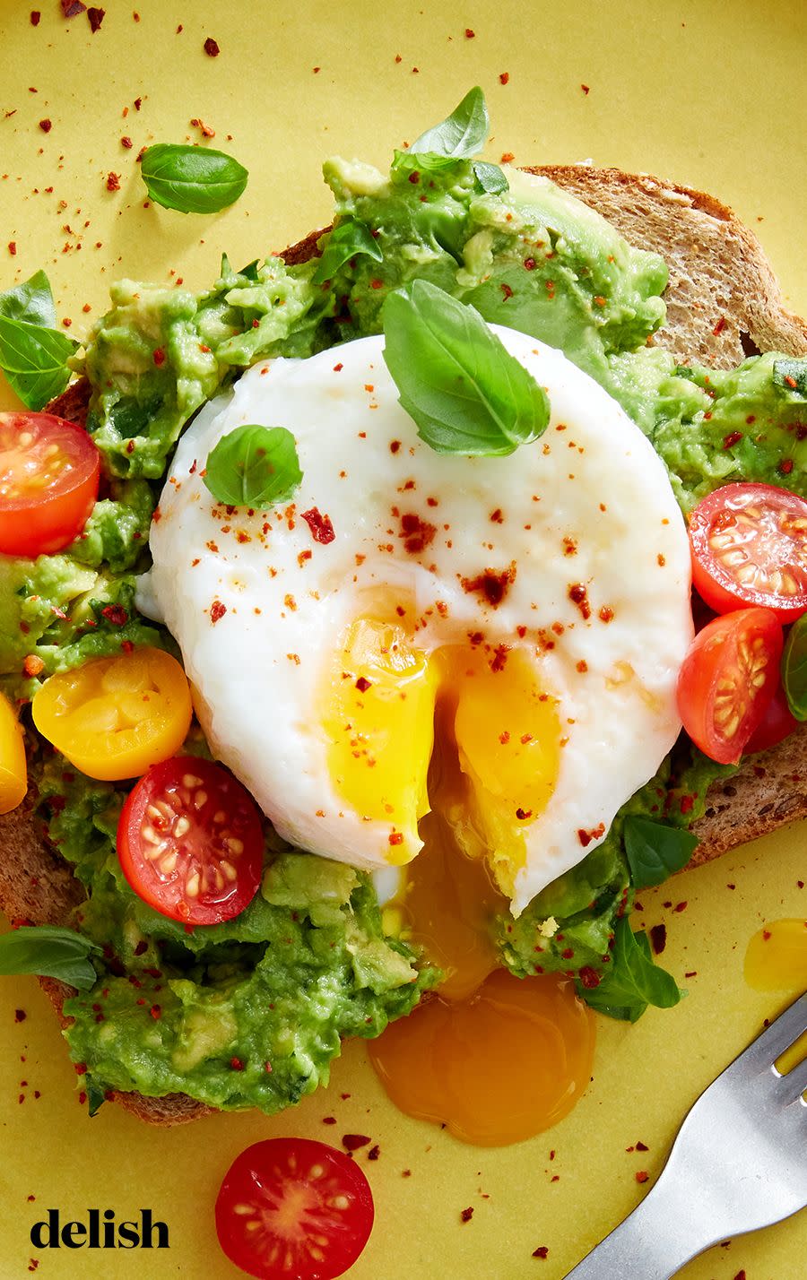 <p>This avocado toast has it all, from creamy avocado to protein-packed eggs and bursts of sweet tomatoes. Pro tip: You’re going to want to eat this one with a knife and fork (and maybe a <a href="https://www.delish.com/cooking/recipe-ideas/g2720/mimosa-recipes/" rel="nofollow noopener" target="_blank" data-ylk="slk:mimosa;elm:context_link;itc:0;sec:content-canvas" class="link ">mimosa</a>!).<br><br>Get the <strong><a href="https://www.delish.com/cooking/recipe-ideas/a39668123/air-fryer-avocado-toast/" rel="nofollow noopener" target="_blank" data-ylk="slk:Air Fryer Poached Egg Avocado Smash Toast recipe;elm:context_link;itc:0;sec:content-canvas" class="link ">Air Fryer Poached Egg Avocado Smash Toast recipe</a></strong>.</p>