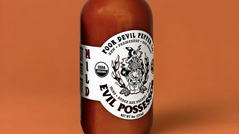 Bottle of Poor Devil Pepper's sauce