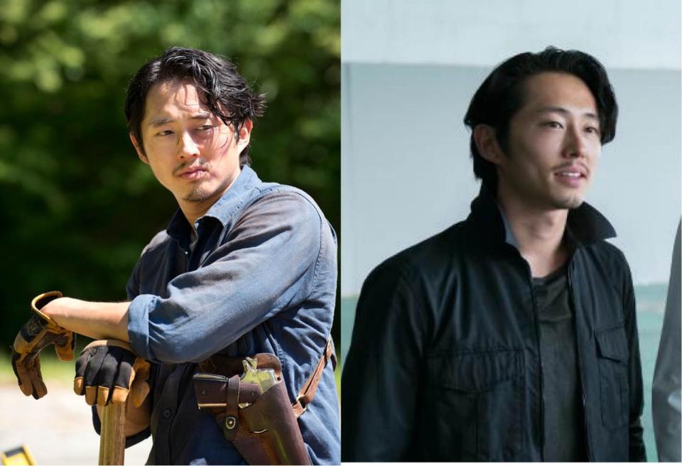 <p>Glenns brutaler, blutiger Tod schockierte die Fans zutiefst, da die beliebte Figur von Anfang an dabei war. Yeun nutzte seine neugewonnene Freiheit, um in „Okja“ mitzuspielen. Laut dem koreanischen Regisseur Bong Joon-ho sei die Rolle eigens für Yeun geschrieben worden.<br>(Bild: AMC/Netflix) </p>