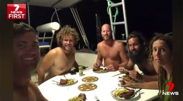 The Queenslander with other members of the crew. Source: 7 News