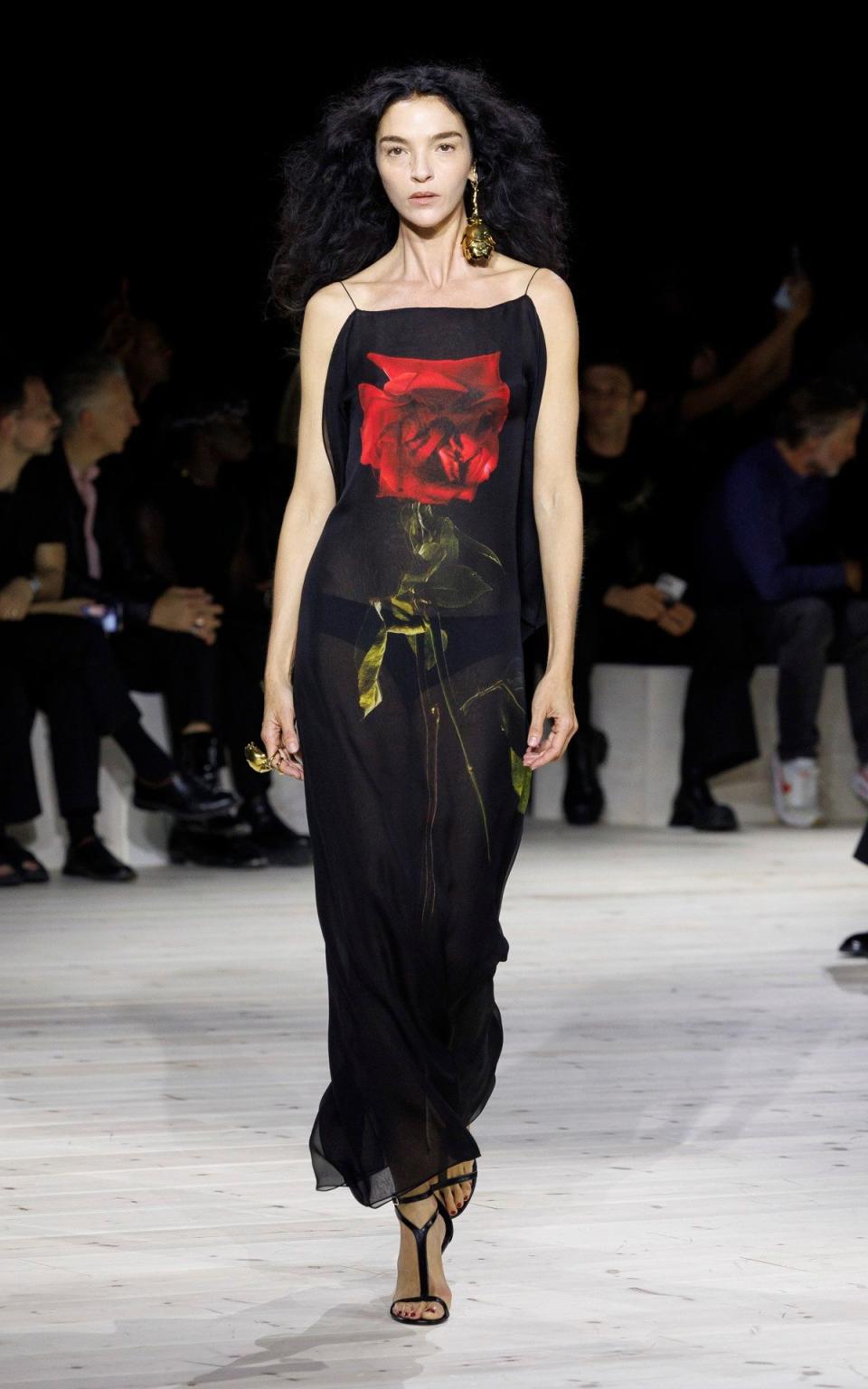 Moody florals could be see at Alexander McQueen's SS24 show