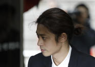 K-pop singer Jung Joon-young arrives to attend a hearing at the Seoul Central District Court in Seoul, South Korea, Thursday, March 21, 2019. A South Korean pop star has appeared at a court hearing to decide whether to arrest him over allegations that he illegally shared sexually explicit videos of women taken without their knowledge or consent in online group chats.(AP Photo/Lee Jin-man)