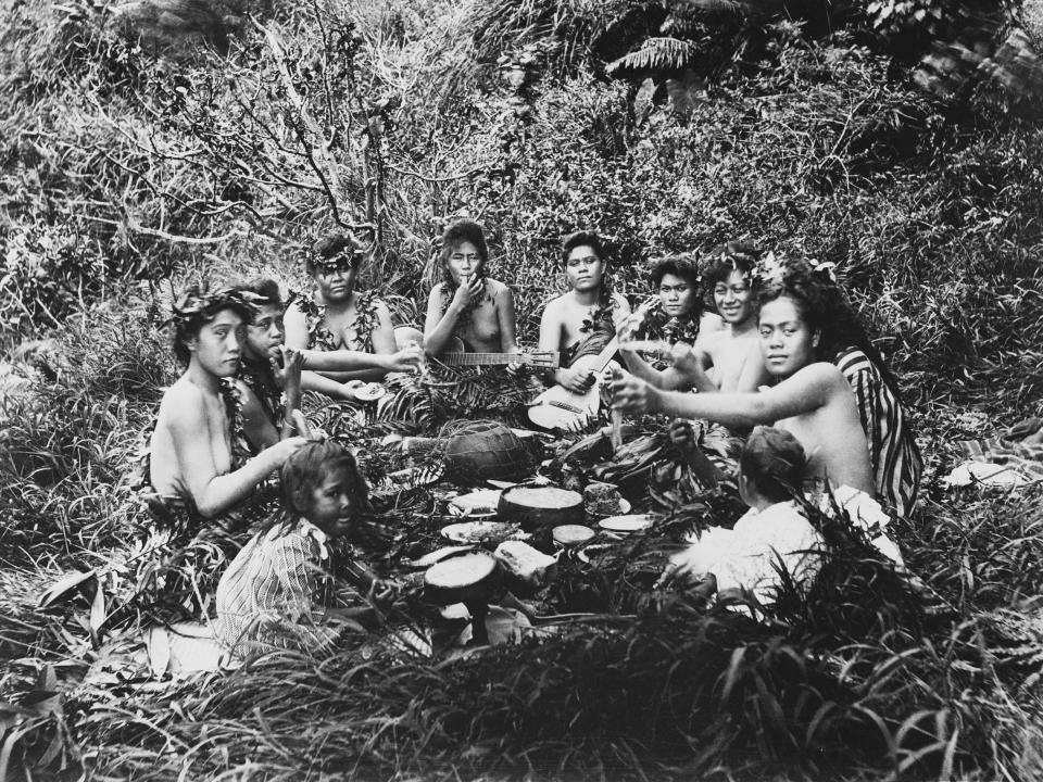 Native Hawaiians at a Picnic, circa 1900