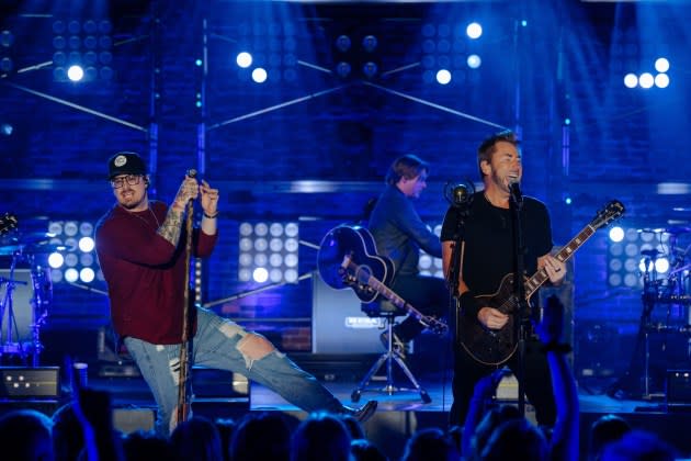 Hardy and Chad Kroeger of Nickelback perform on 'CMT Crossroads.' - Credit: Catherine Powell/Getty Images for CMT