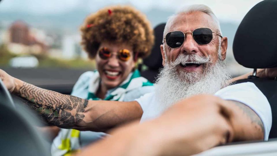 Mature people enjoying time together during road trip