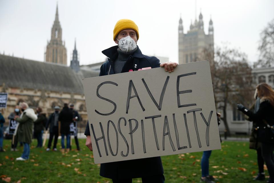 <p>UK protestors demonstrate over the plight of businesses</p> (Getty Images)