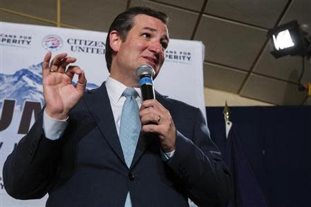 U.S. Senator Ted Cruz (R-TX) speaks during the inaugural Freedom Summit meeting for conservative speakers in Manchester, New Hampshire April 12, 2014. REUTERS/Lucas Jackson