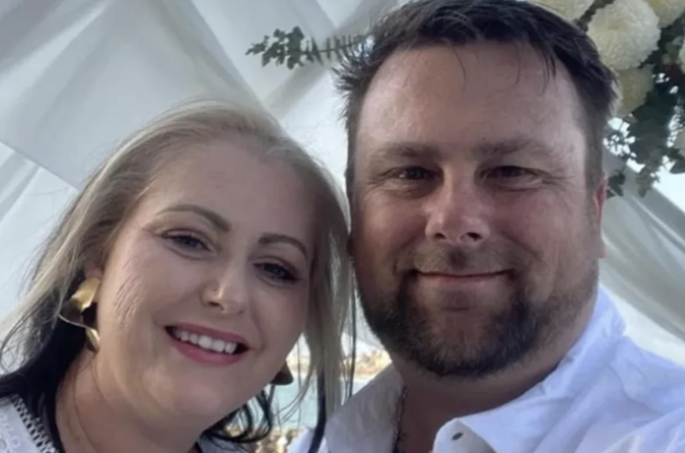 Julie Seed, who was allegedly murdered in a random stabbing attack in Adelaide's south, with her fiance Chris Smith. Picture: Supplied