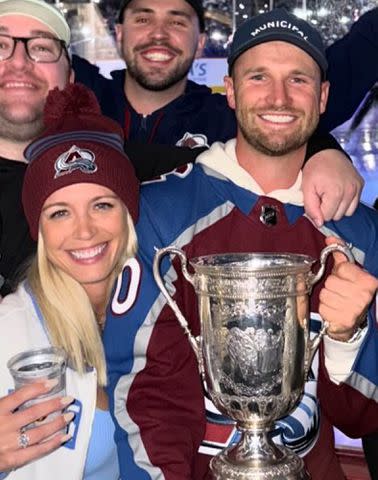 <p>Wyndham Clark Instagram</p> Wyndham Clark and Alicia Bogdanski at a hockey game in March 2024.