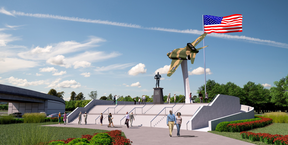 A rendering shows what the planned Gen. Daniel "Chappie" James Jr. Memorial Plaza at Wayside Park will look like.