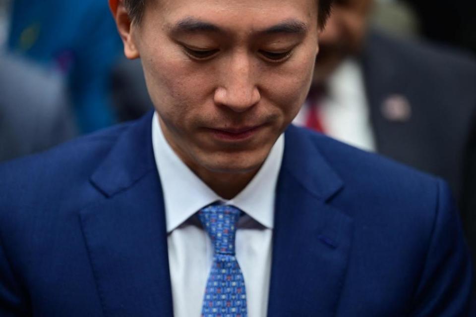 Shou Zi Chew, TikTok’s CEO, leaves the hearing.