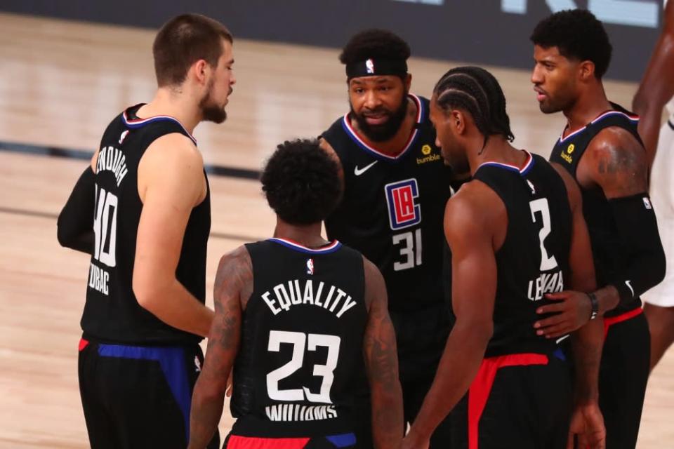 Marcus Morris, Kawhi Leonard, Paul George