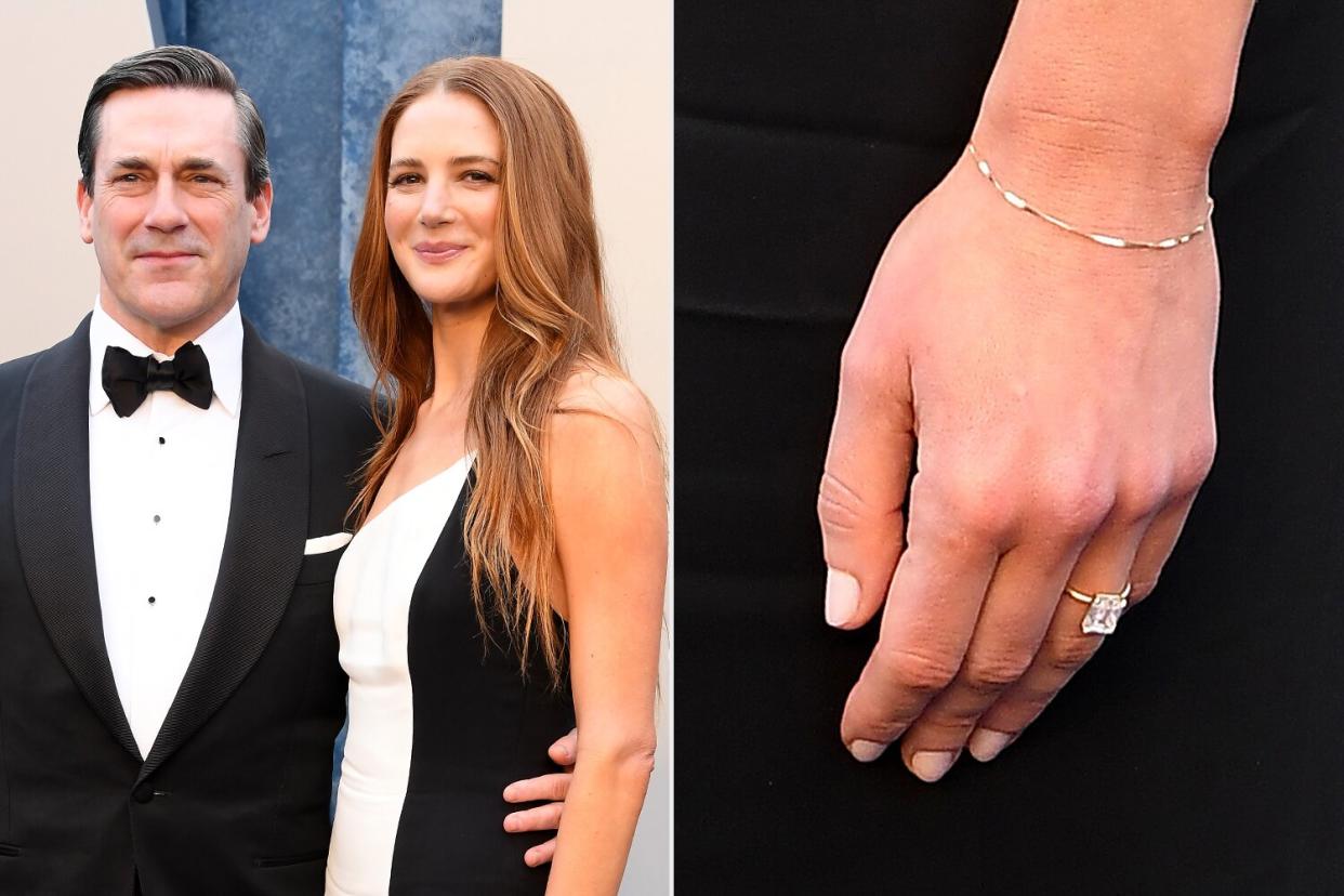 John Hamm and Anna Osceola arrives at the Vanity Fair Oscar Party Hosted By Radhika Jones; John Hamm and Anna Osceola arrives at the Vanity Fair Oscar Party Hosted By Radhika Jones