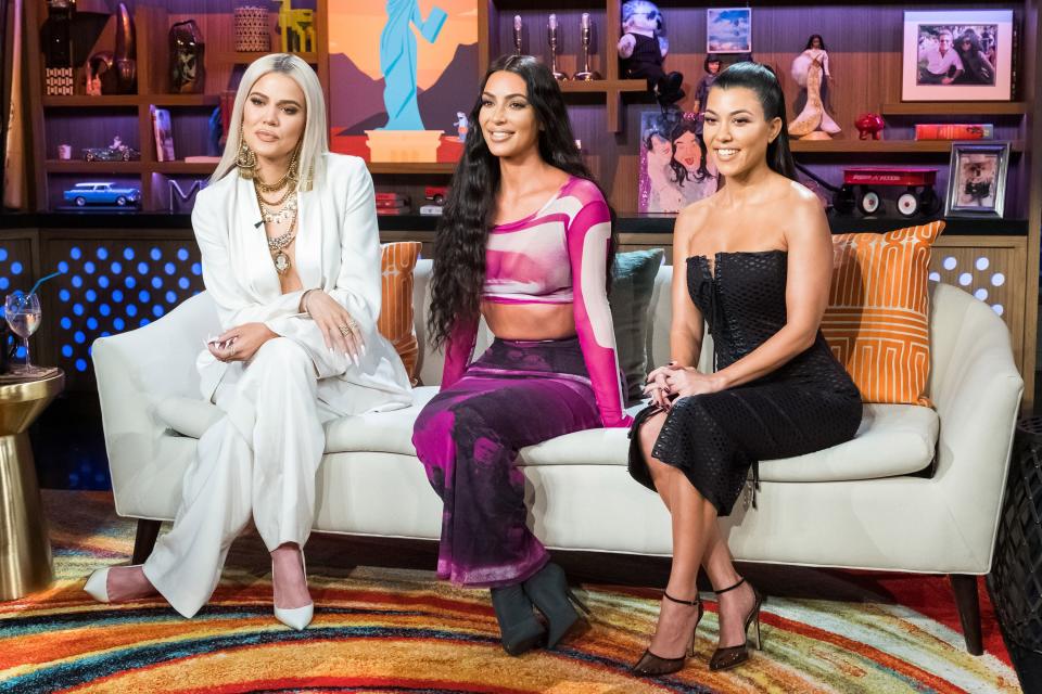 Kourtney with Kim and Khloe Kardashian on 'Watch What Happens Live'