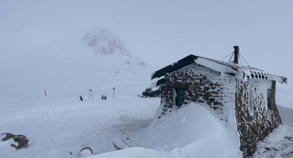 Seamans Hut in the snow at Kosciuszko National Park.