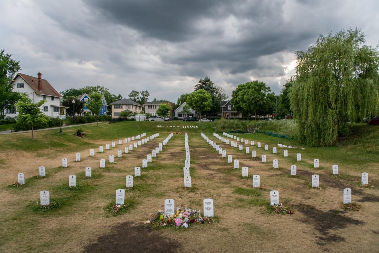 <span class="caption">The Say Their Names Cemetery commemorating the lives of black victims of police violence.</span> <span class="attribution"><a class="link " href="https://www.gettyimages.com/detail/news-photo/the-say-their-names-cemetery-floods-on-june-18-2020-in-news-photo/1221069749?adppopup=true" rel="nofollow noopener" target="_blank" data-ylk="slk:Brandon Bell/Getty Images;elm:context_link;itc:0;sec:content-canvas">Brandon Bell/Getty Images</a></span>