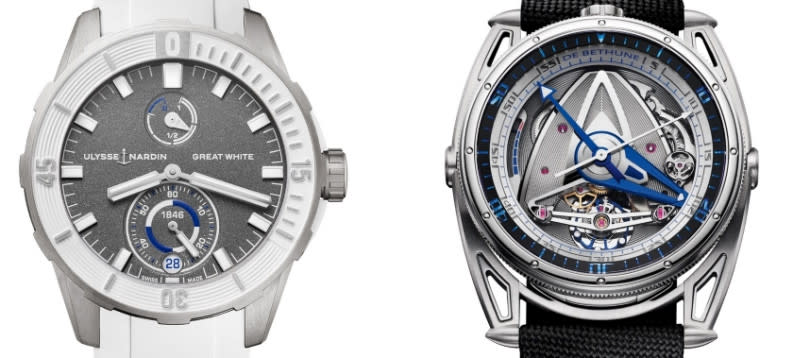 ULYSSE NARDIN／Diver Great White（左）；DE BETHUNE／DB28GS Grand Bleu