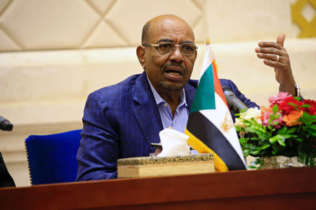 FILE PHOTO: Sudanese President Omar Hassan al-Bashir speaks during a press conference after the swearing-in of the prime minister and first vice president at the presidential palace in Khartoum, Sudan March 2, 2017. REUTERS/Mohamed Nureldin Abdallah/File Photo