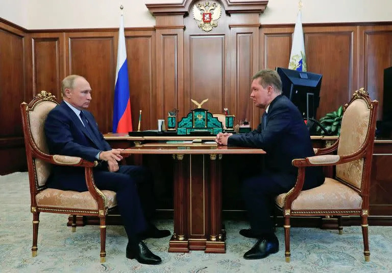 Putin junto al director de Gazprom, Aleksei Miller