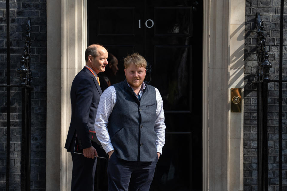 Kaleb Cooper and Charlie Ireland outside No10