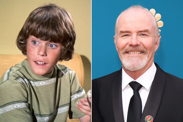 <p>CBS via Getty; Mark Von Holden/NBC via Getty</p> Mike Lookinland as Bobby Brady on 'The Brady Bunch' in 1972, and now