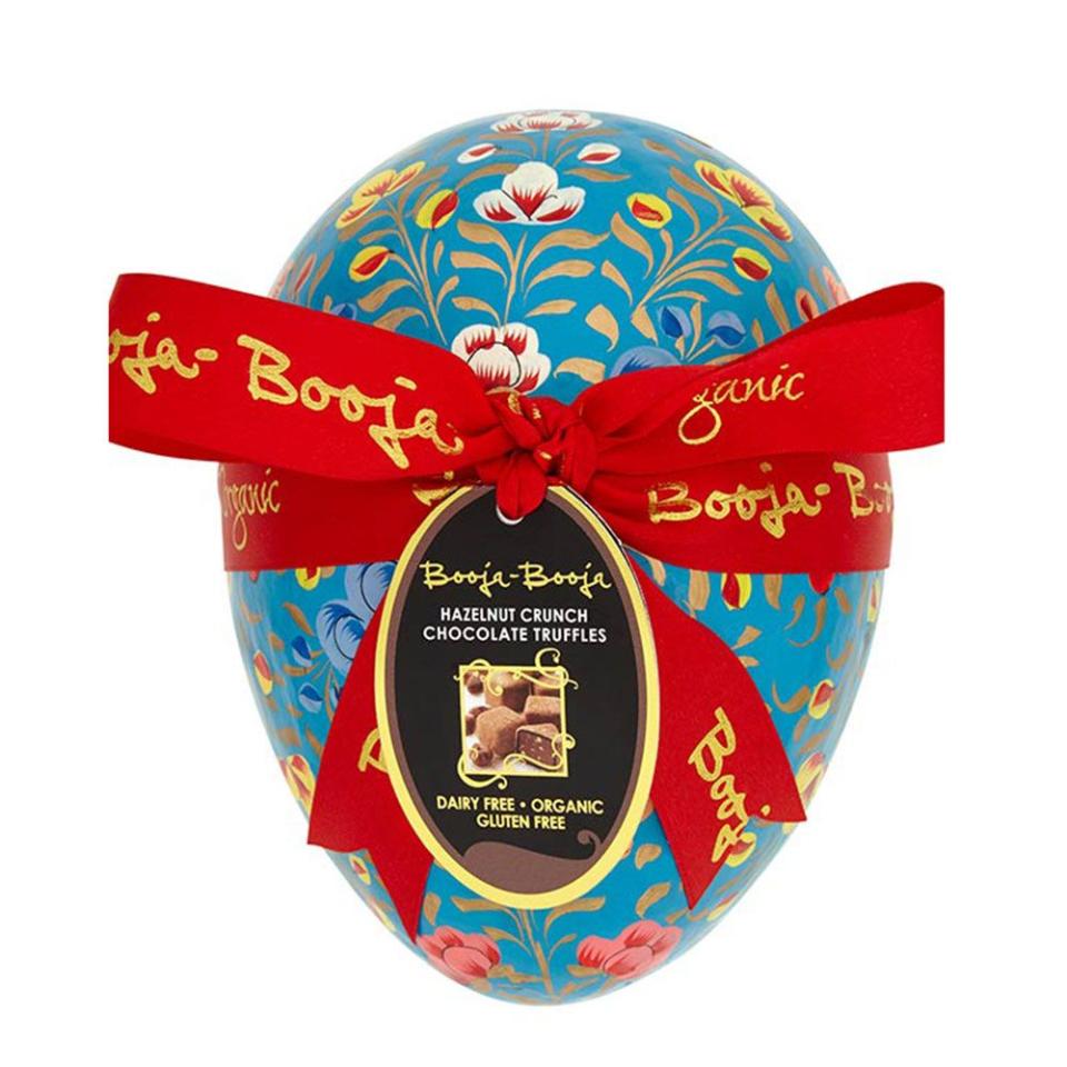 <p>If bouji is more your style, go for this beautiful decorated egg from Booja Booja. It contains 12 gourmet hazelnut truffles, and yeah - they're delish. </p><p>Large hazelnut crunch Easter egg, £23.50, Booja Booja</p><p><a class="link " href="https://www.healthysupplies.co.uk/hazelnut-crunch-large-easter-egg-booja-booja.html?gclid=EAIaIQobChMI0uK2h_vq4AIVHksNCh2ZxwD5EAQYDCABEgJ5iPD_BwE" rel="nofollow noopener" target="_blank" data-ylk="slk:BUY NOW;elm:context_link;itc:0;sec:content-canvas">BUY NOW</a></p>