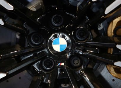 A logo of the German luxury carmaker BMW is seen during the company's annual news conference in Munich, Germany, March 21, 2018.   REUTERS/Michael Dalder