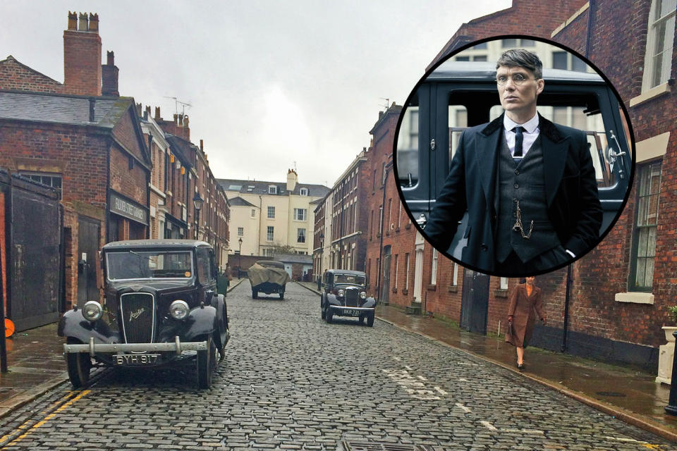 Liverpool’s St. Bride Street transformed for period London filming. (Photo credit: Liverpool Film Office)