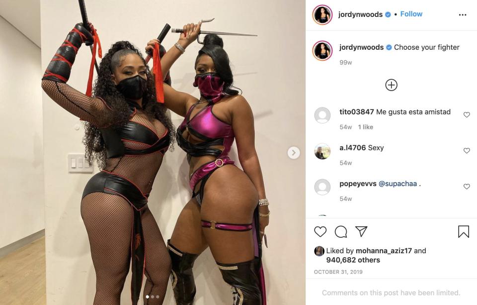 Jordyn Woods and Megan Thee Stallion dressed up for Halloween.