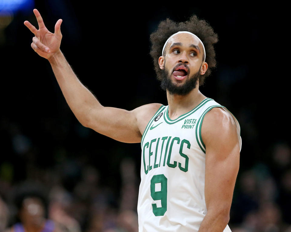 Derrick White #9 of the Boston Celtics has fantasy value