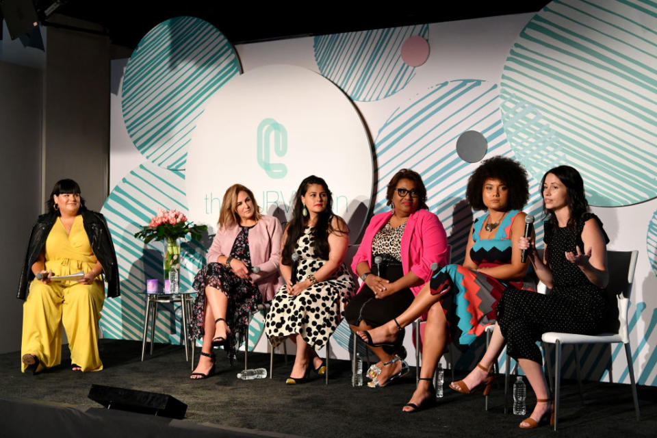 Sara Westbrook, far right, speaks at theCURVYcon on Sept. 8 in New York City. (Photo: Getty Images)