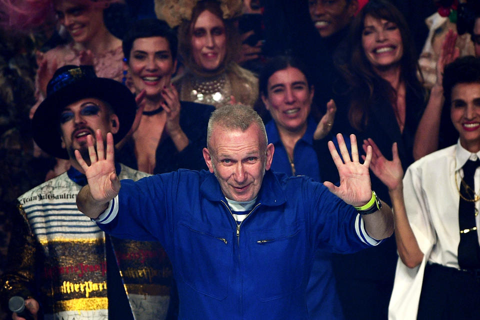 French designer Jean Paul Gaultier acknowledges the audience at the end of his Women's Spring-Summer 2020 Haute Couture collection fashion show in Paris, on January 22, 2020. [Photo: Getty]