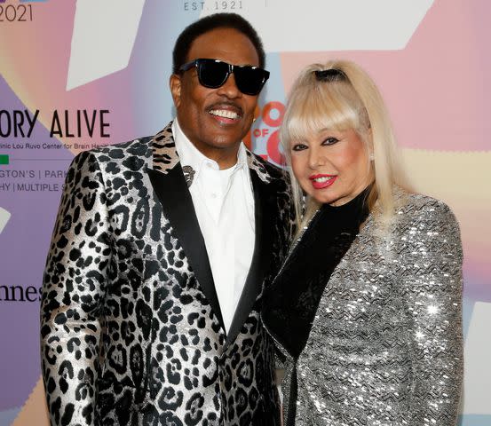 <p>Gabe Ginsberg/Getty</p> Charlie Wilson and his wife Mahin in Las Vegas in October 2021