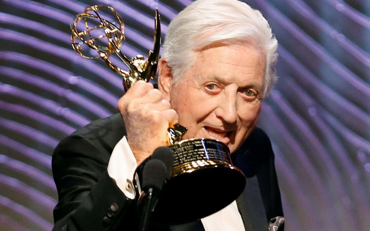 Game show icon Monty Hall accepts his Lifetime Achievement Award during the 40th annual Daytime Emmy Awards in Beverly Hills - REUTERS