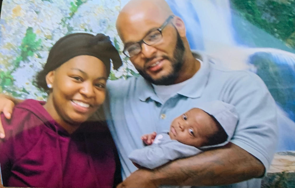 Khorry Ramey with her father, Kevin Johnson, and her son, Kiaus. (via ACLU)