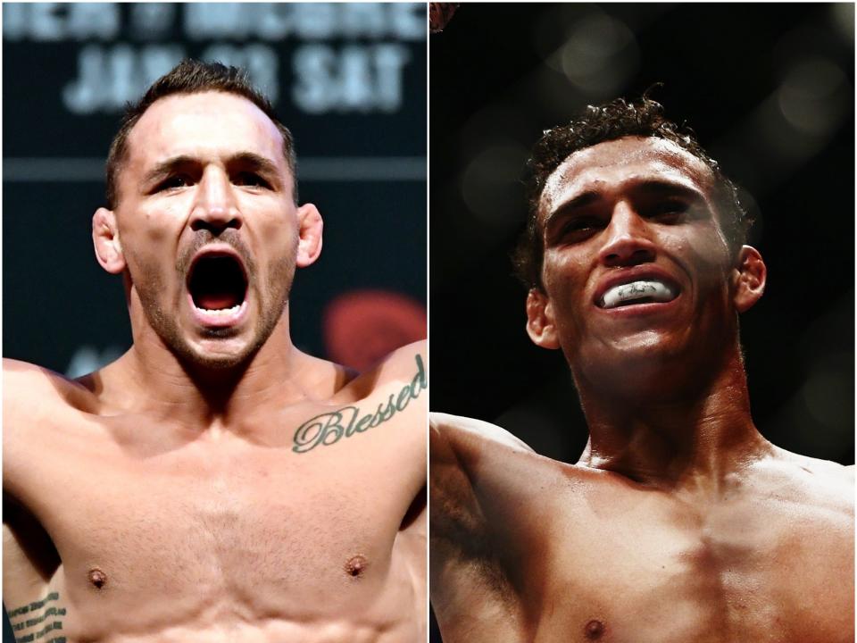 Michael Chandler (left) takes on Charles Oliveira in the main event of UFC 262 (Getty)