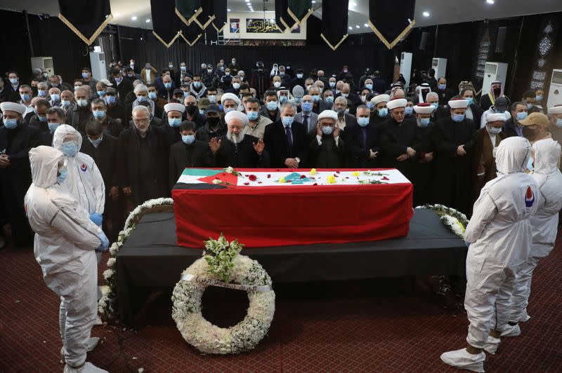 Funeral of former pro-Palestinian militant Anis Naccache, in Beirut suburbs