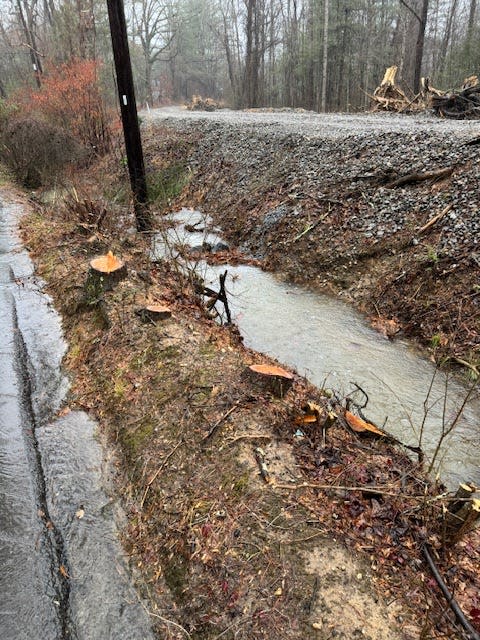 This is now the view the Braznell family sees at their home after crews chopped down trees during the construction of the Ecusta Trail in Hendersonville.